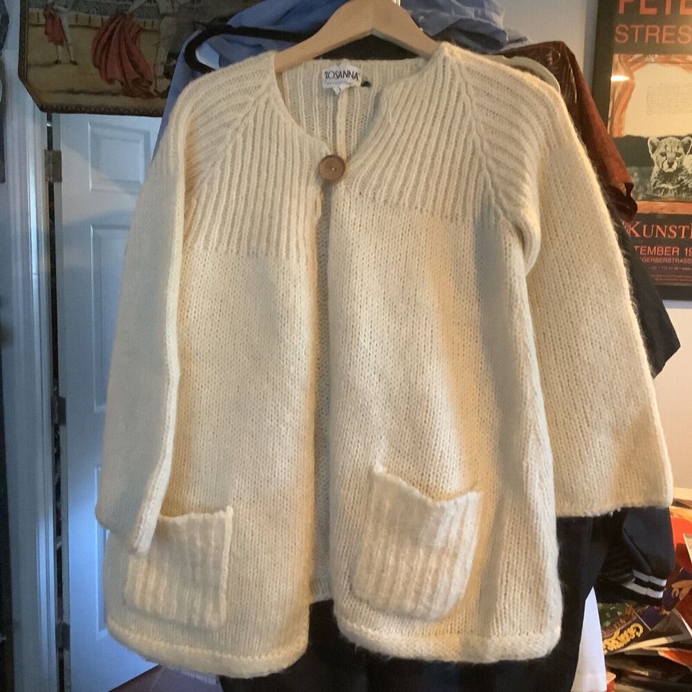 Vintage Rosanna Sweater Size No Size Tag Like M/l Knit Cardigan